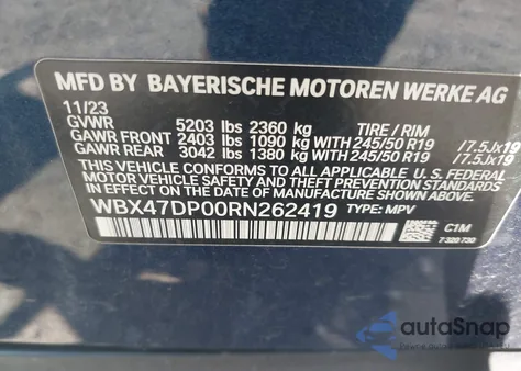 2024 BMW X3 Sdrive30I from USA, damaged, VIN WBX47DP00RN262419